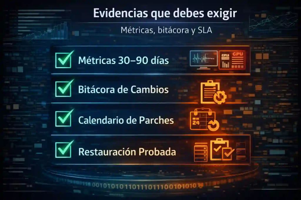 checklist de evidencias para operar un servidor ERP
