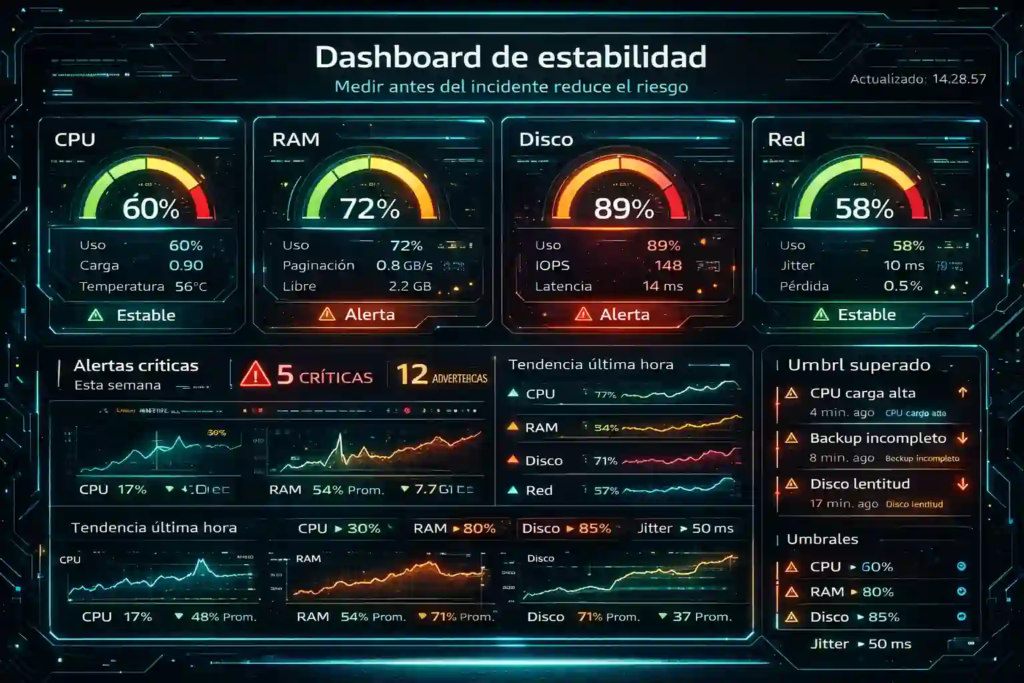 caídas y lentitud en servidores cloud monitoreo preventivo