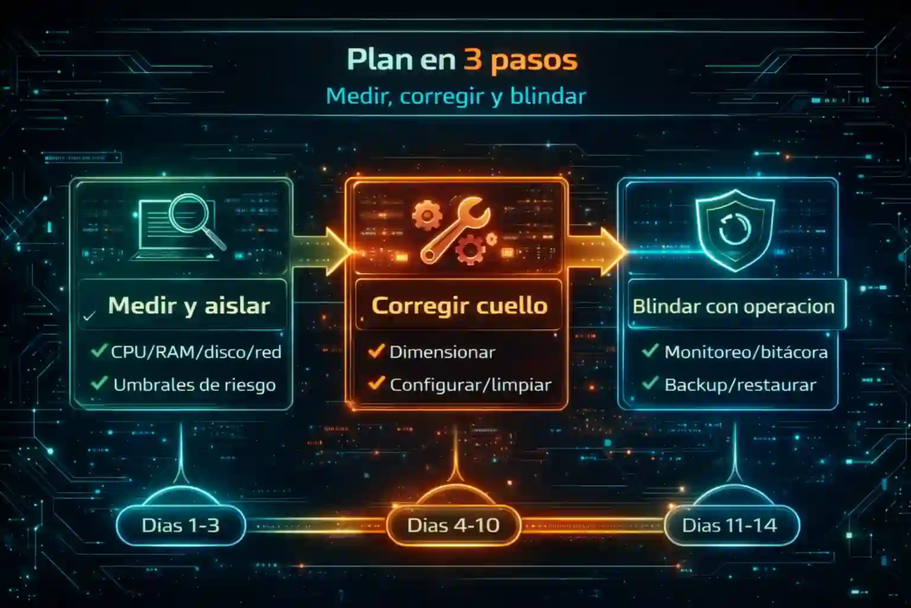 caídas y lentitud en servidores cloud plan de acción