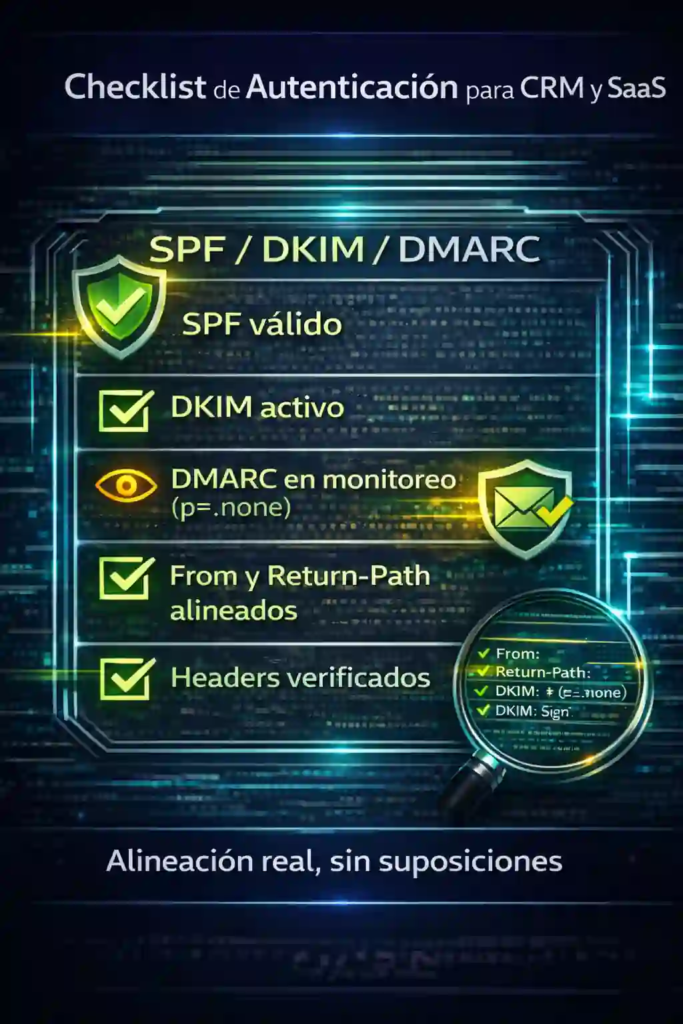 autenticación SPF DKIM DMARC para Correo Corporativo Configurable para CRM y SaaS