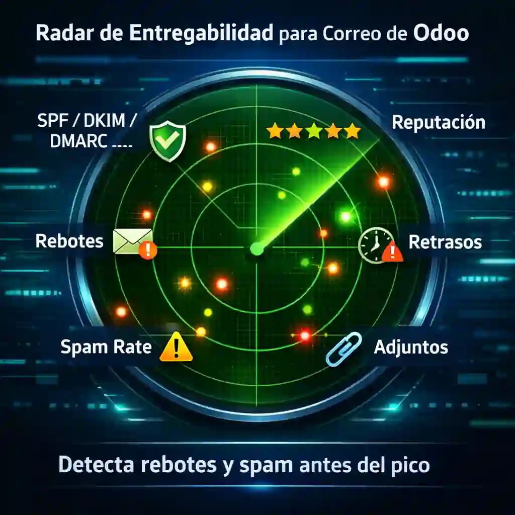 correo empresarial para sistemas Odoo con radar de entregabilidad