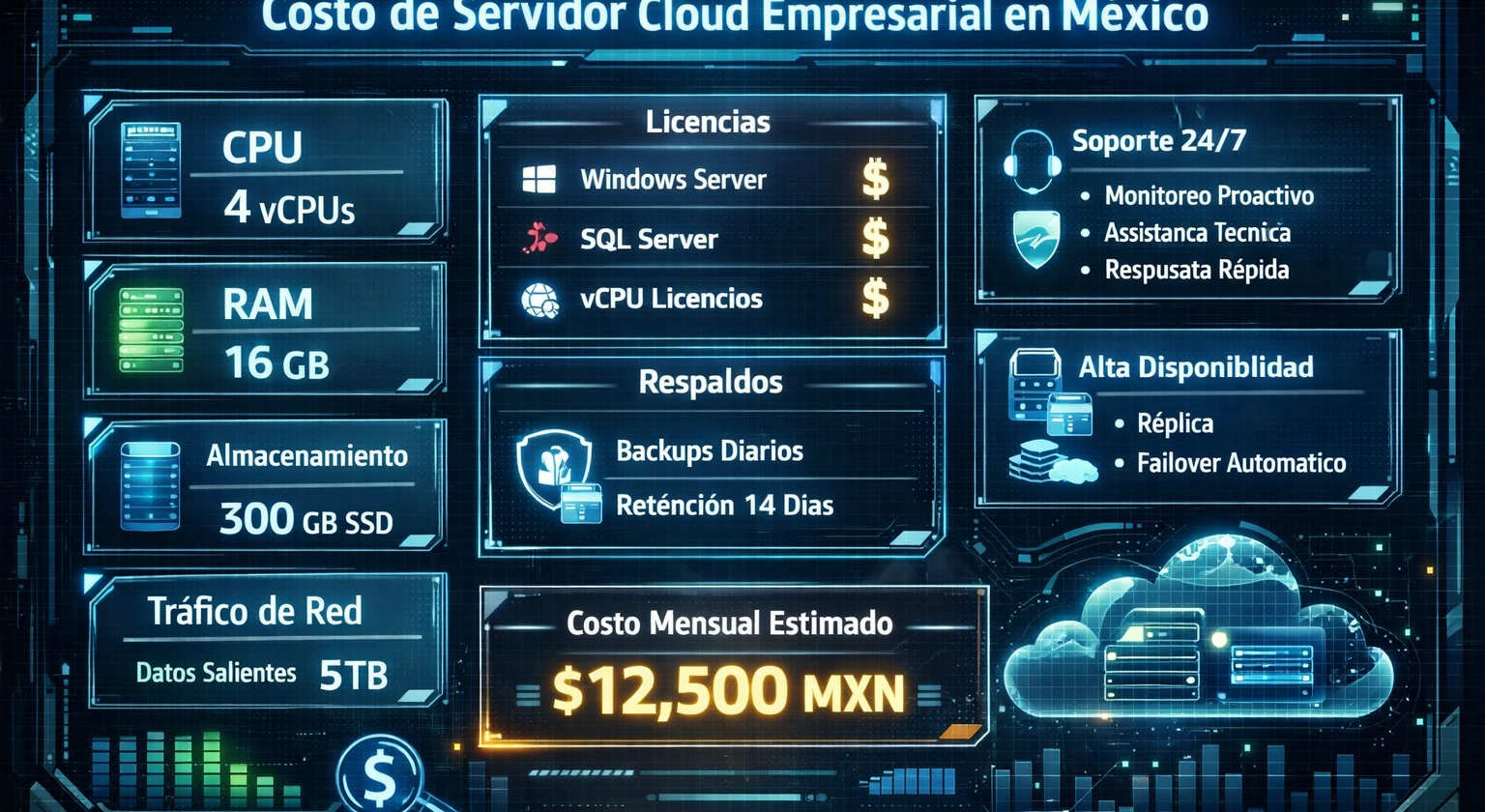 Cuánto cuesta un servidor cloud para sistemas empresariales en México