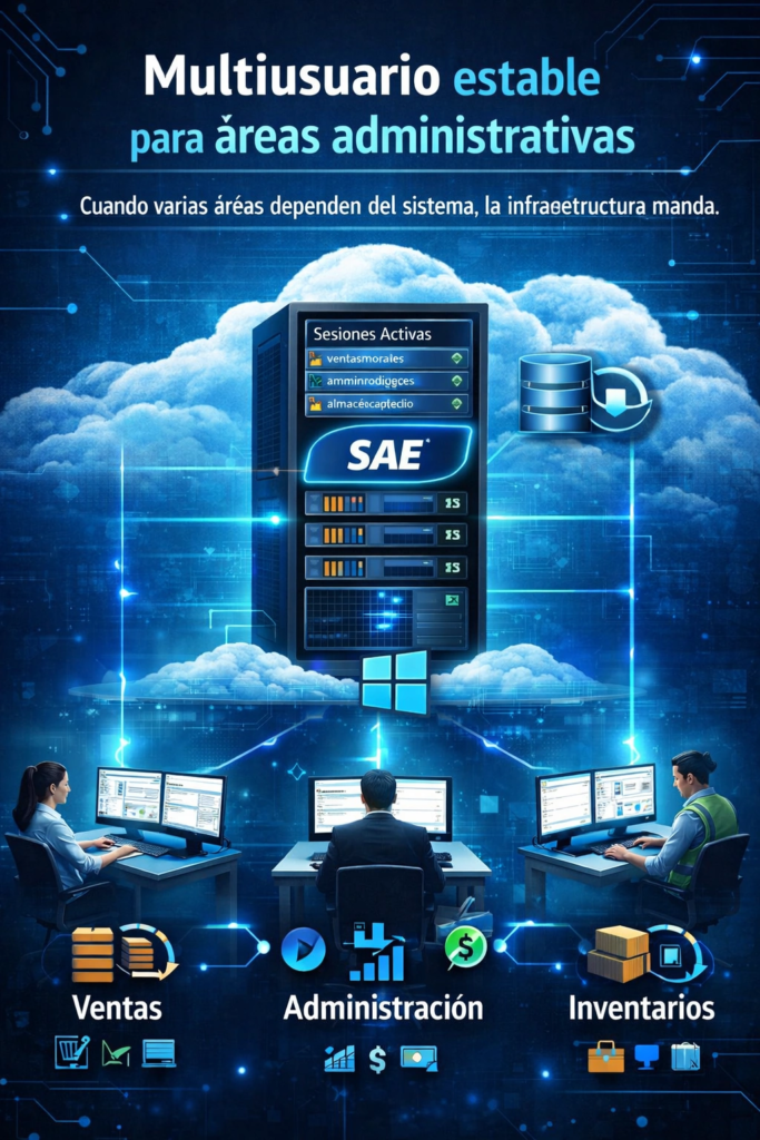 servidor para usar SAE en la nube con usuarios simultáneos y operación administrativa